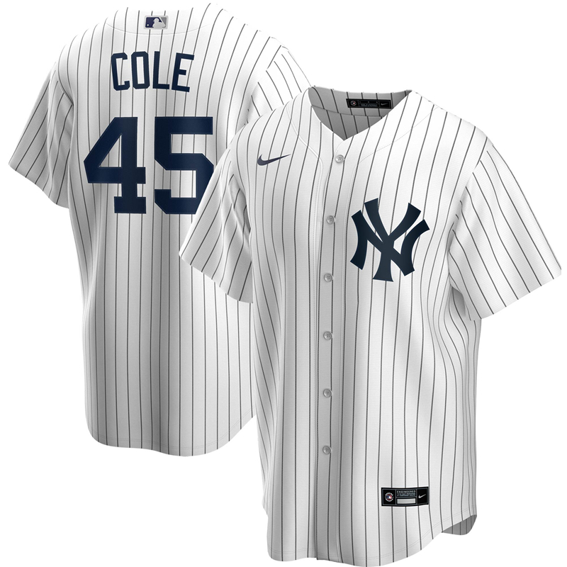 2020 MLB Men New York Yankees 45 Nike White Home 2020 Replica Player Jersey 1